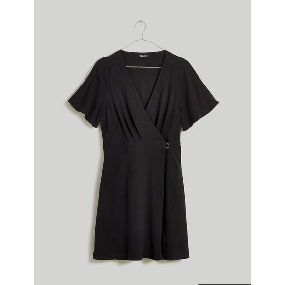 Madewell Dresses & Skirts - Madewell $118 Pleated-Waist True-Wrap Mini Dress Black Size 00 NL112